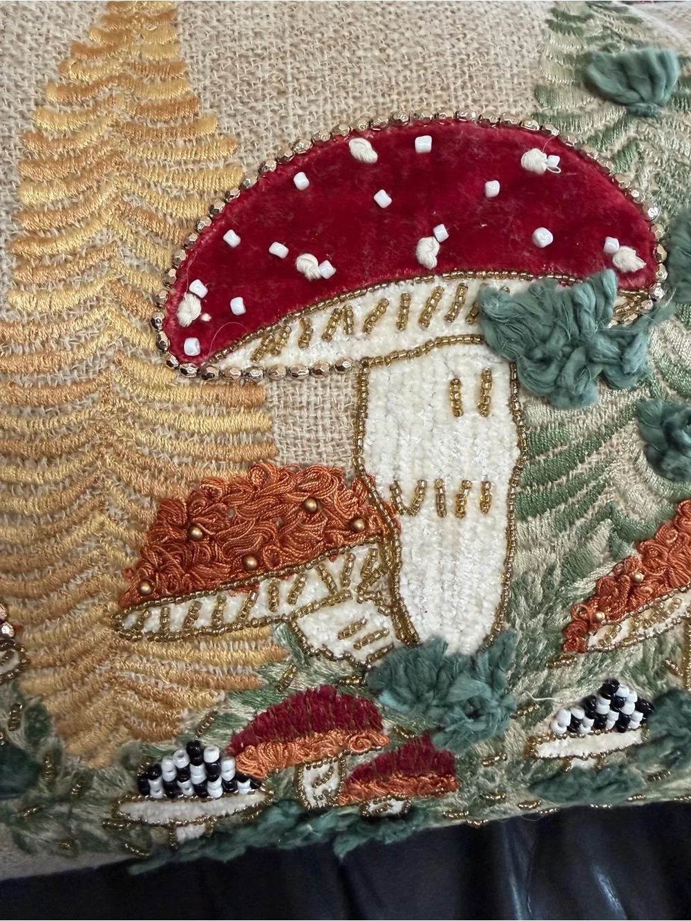 Mackenzie-Childs Mushroom Embellished Lumbar Pillow 14” x 20”